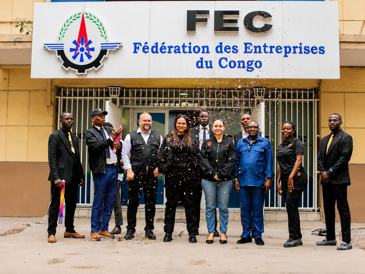 AMAZONE team gathered in front of the Congo Federation of Business